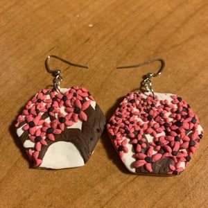 Clay Earrings- Cherry Blossom Design